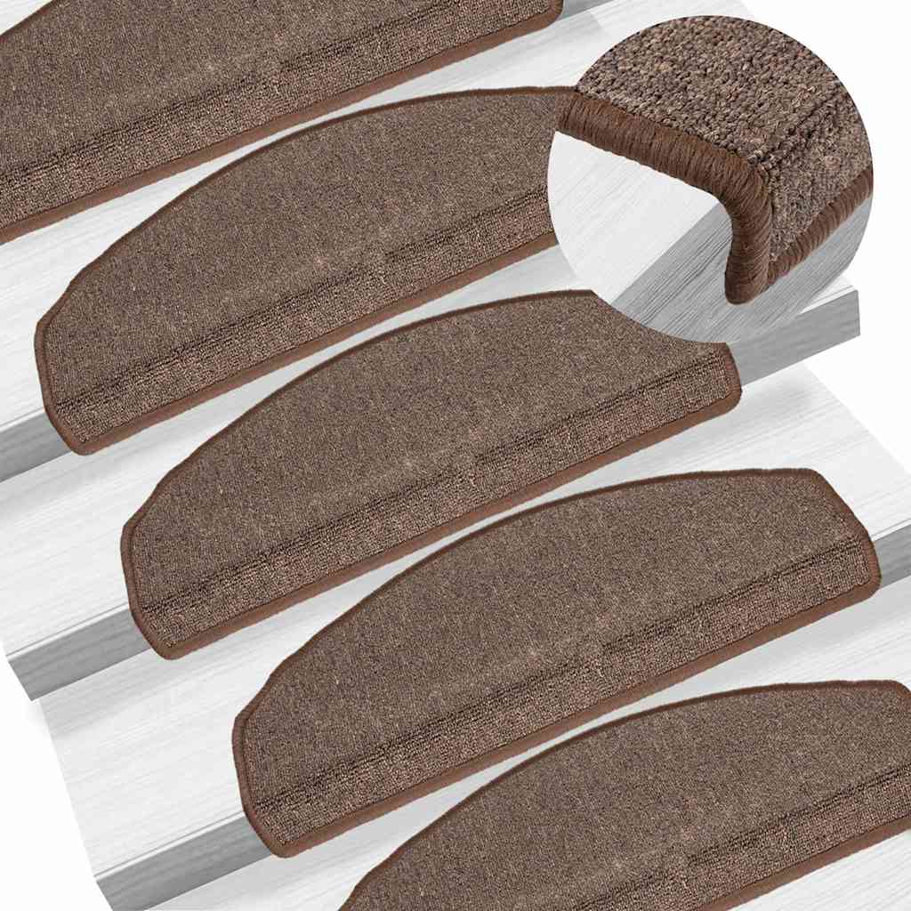 Prostirke za stepenice 15 kom 65x24x4 cm boje kave, poluokrugle, velike