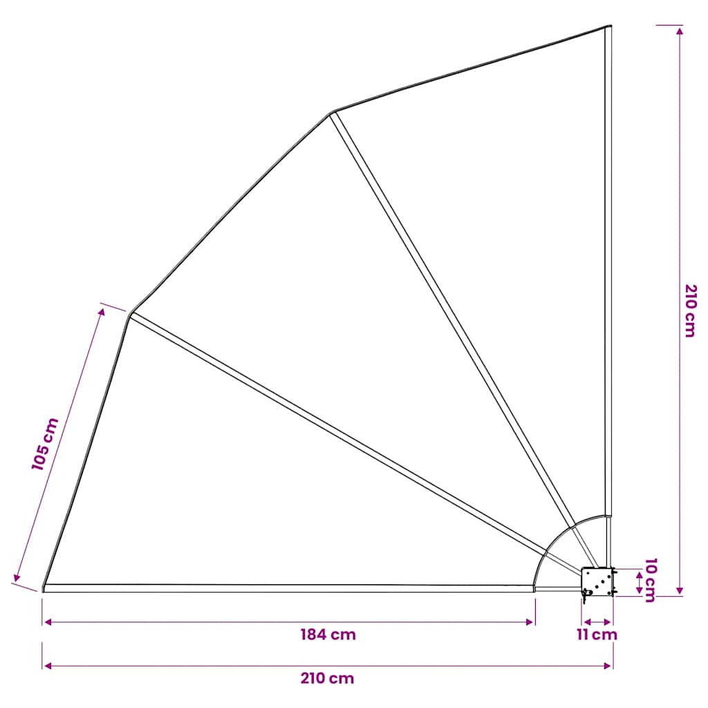 Sklopiva bočna tenda siva 210 x 210 cm