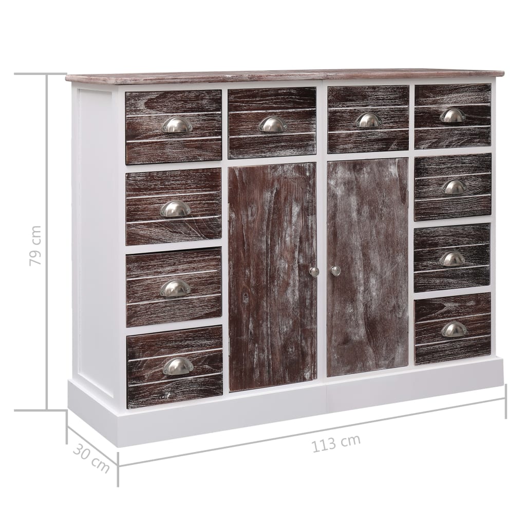 Komoda s 10 ladica smeđa 113 x 30 x 79 cm drvena