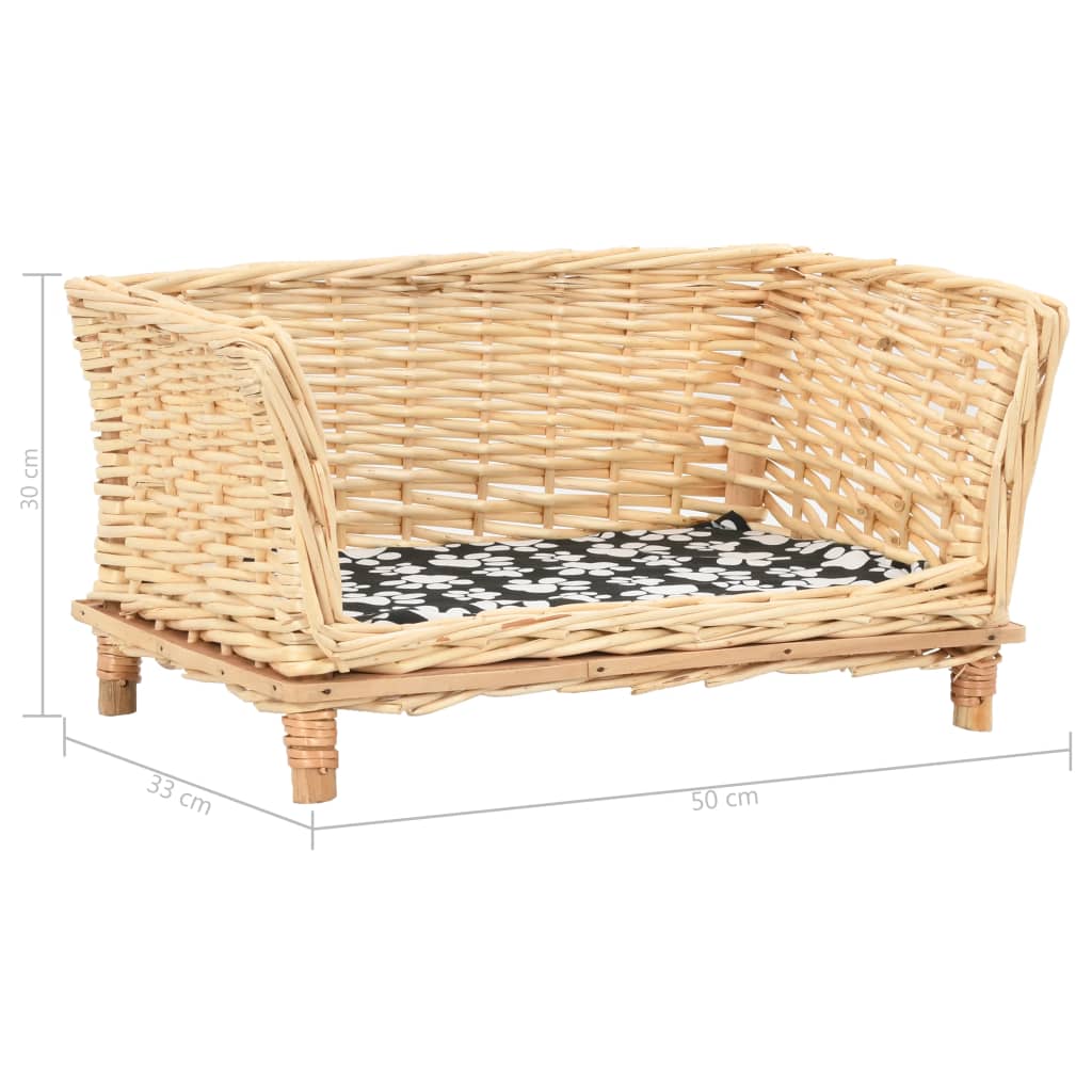 Košara za pse s jastukom 50 x 33 x 30 cm od prirodne vrbe