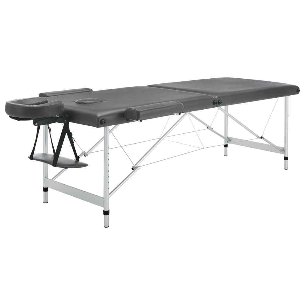 Stol za masažu s 2 zone aluminijski okvir antracit 186 x 68 cm