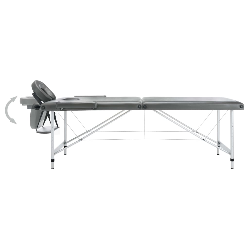 Stol za masažu s 2 zone aluminijski okvir antracit 186 x 68 cm