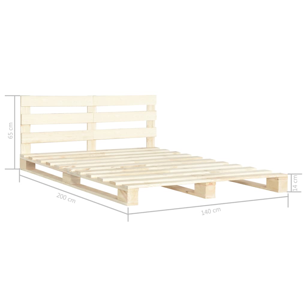 Okvir za krevet od paleta od masivne borovine 140 x 200 cm
