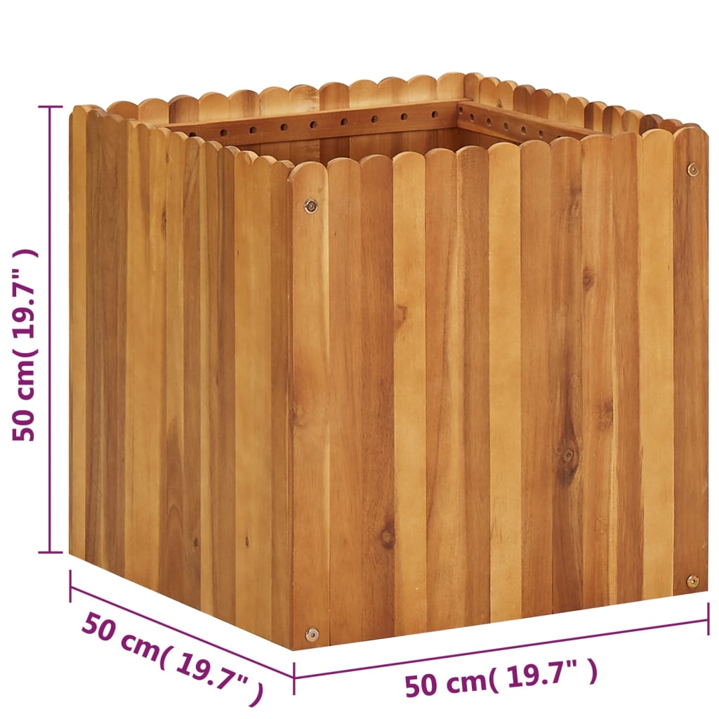 Vrtna posuda za sadnju od masivnog bagremovog drva 50x50x50 cm