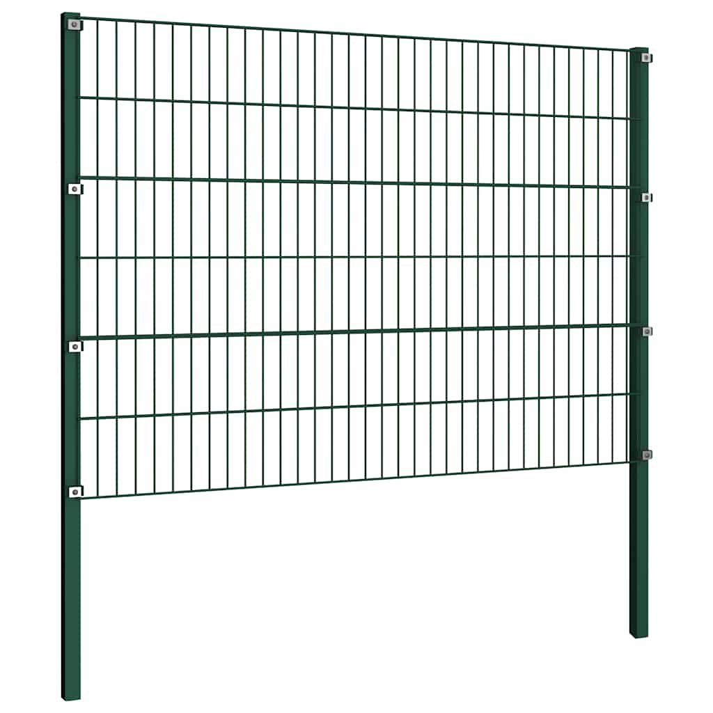 Ogradni panel sa stupovima od željeza 349x120 cm zeleni