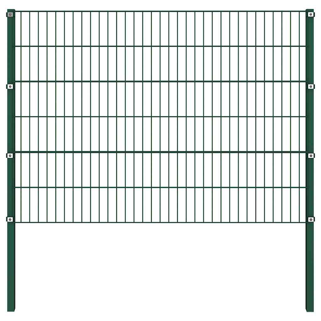 Ogradni panel sa stupovima od željeza 522x120 cm zeleni