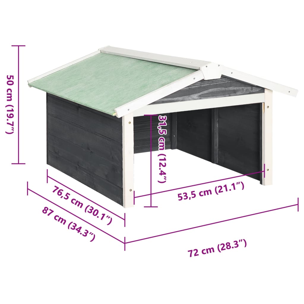 Garaža za robotsku kosilicu 72x87x50 cm sivo-bijela od jelovine