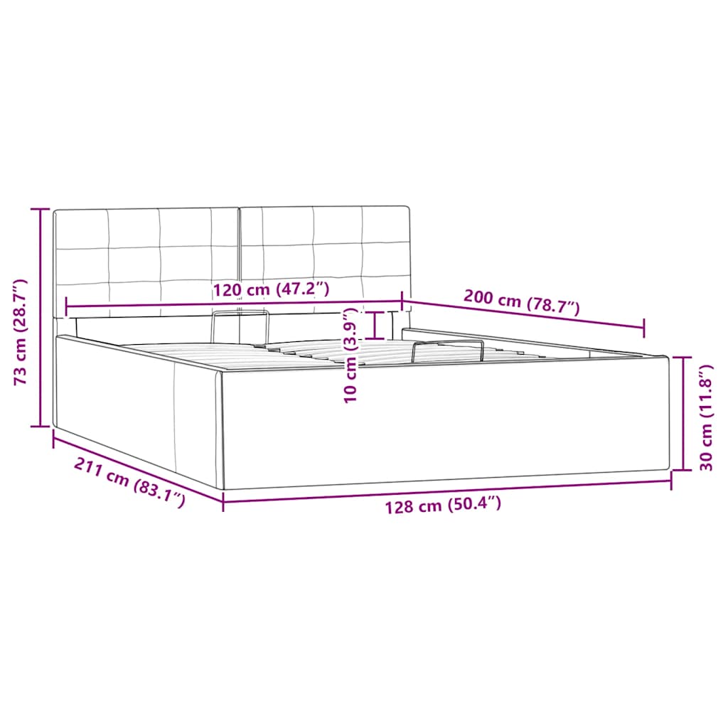 Hidraulični okvir za krevet od umjetne kože sivi 120 x 200 cm
