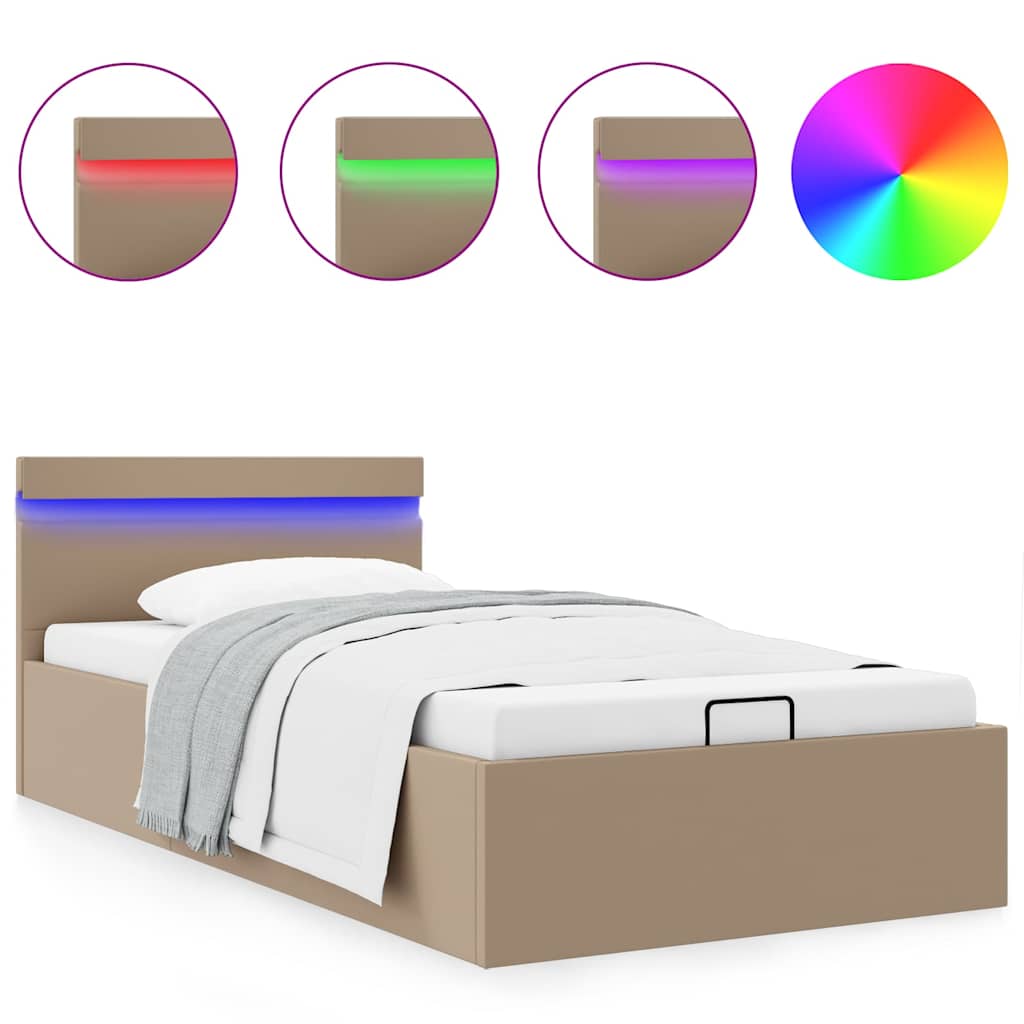 Hidraulični okvir za krevet LED boja cappuccina 90 x 200 cm