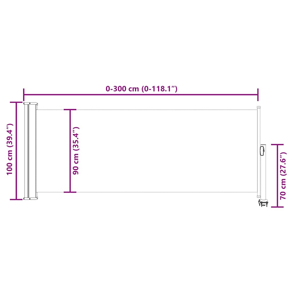 Uvlačiva bočna tenda za terasu 100 x 300 cm plava