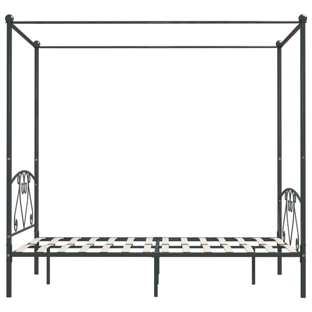 Okvir za krevet s nadstrešnicom sivi metalni 140 x 200 cm