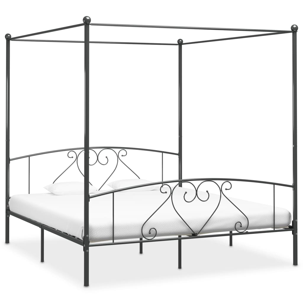 Okvir za krevet s nadstrešnicom sivi metalni 200 x 200 cm