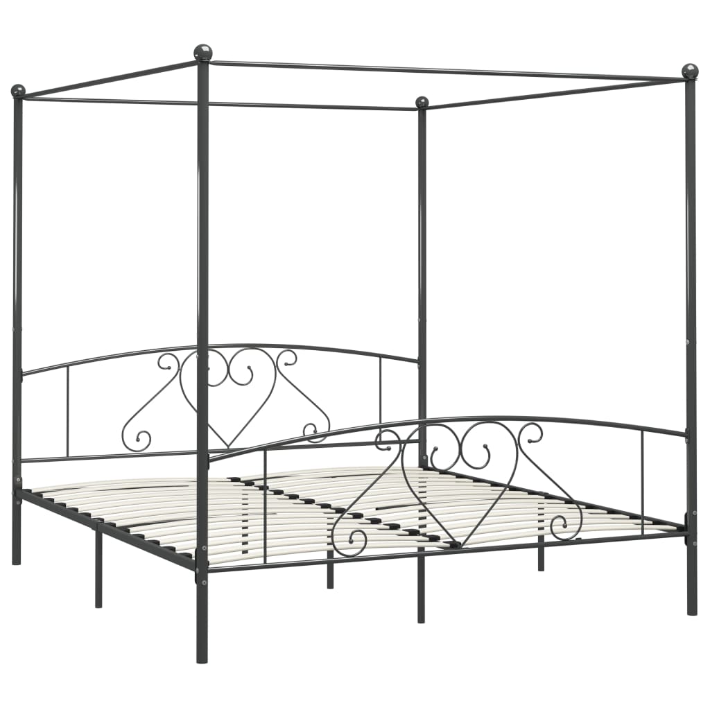 Okvir za krevet s nadstrešnicom sivi metalni 200 x 200 cm