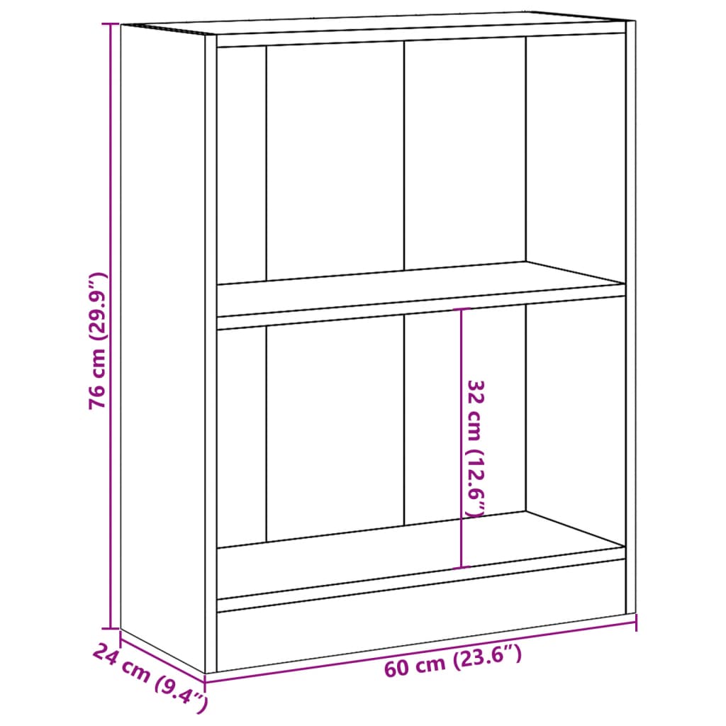 Polica za knjige hrast sonoma 60x24x76 cm konstruirano drvo