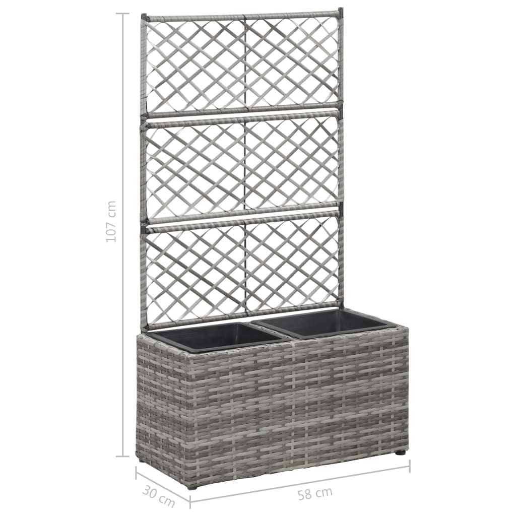 Sadilica s rešetkom i 2 posude 58x30x107 cm od poliratana siva