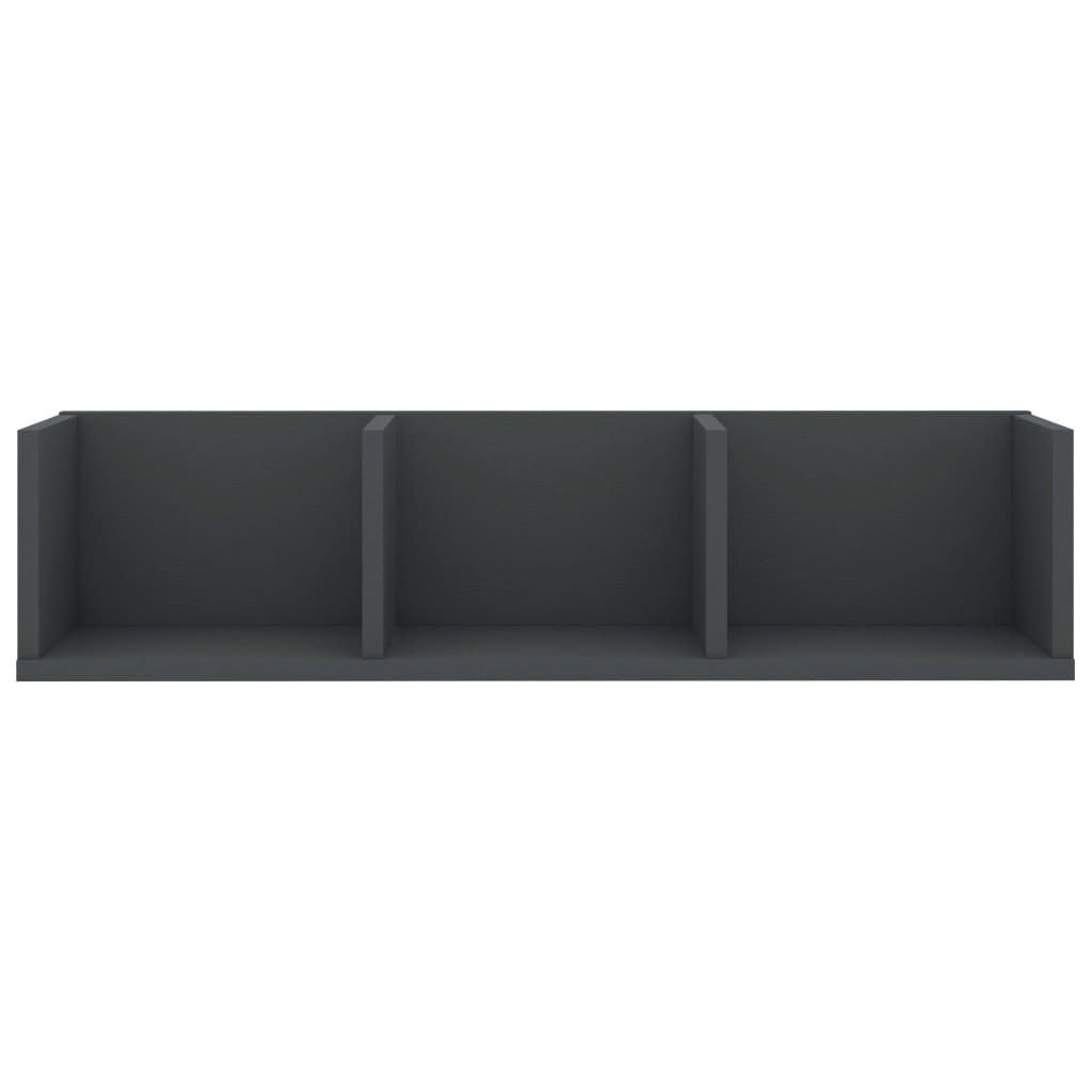Zidna polica za CD-ove siva 75 x 18 x 18 cm konstruirano drvo