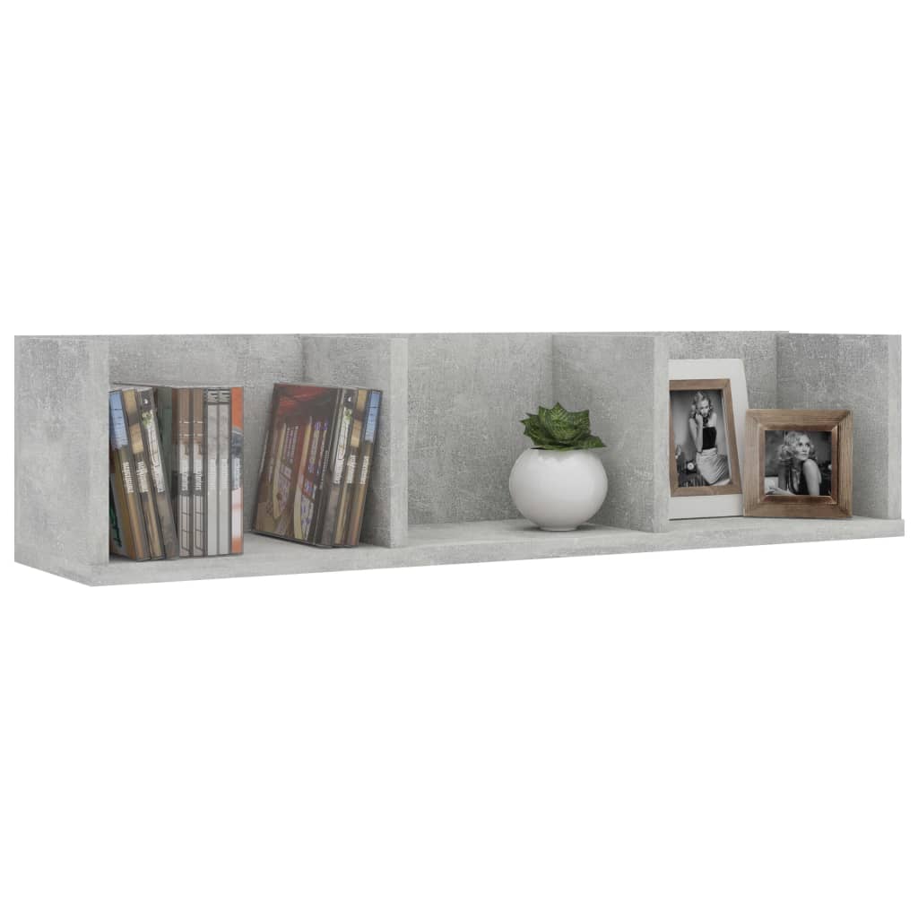 Zidna polica za CD-ove boja betona 75x18x18cm konstruirano drvo