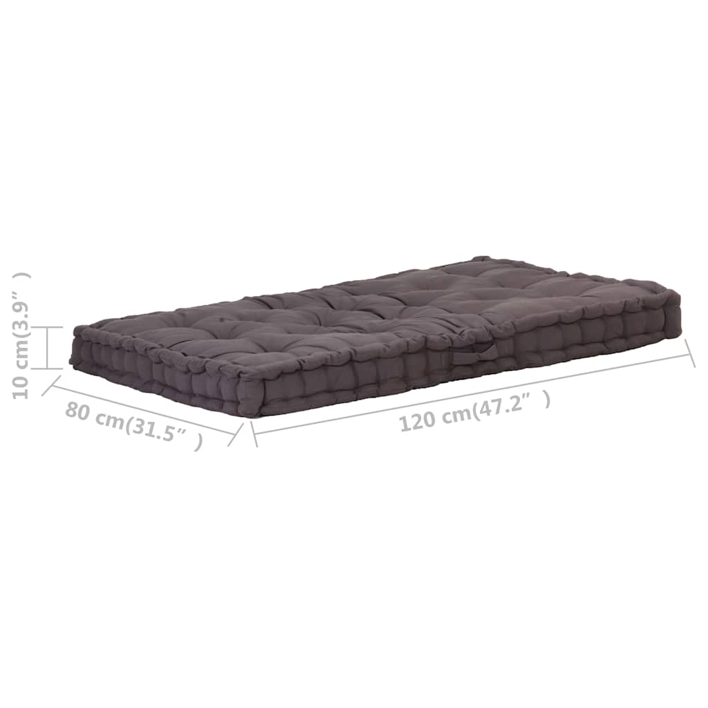 Paletni podni jastuk pamučni 120 x 80 x 10 cm antracit