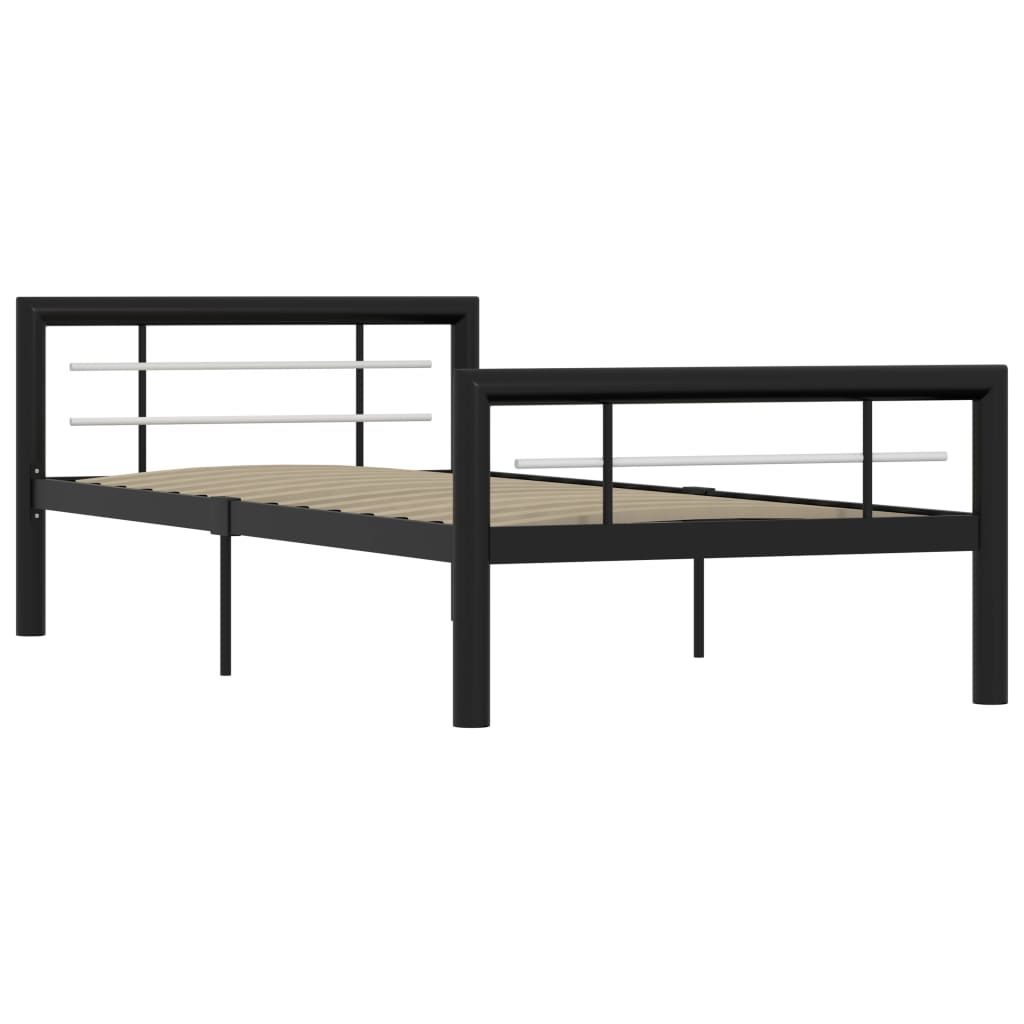 Okvir za krevet crno-bijeli metalni 100 x 200 cm