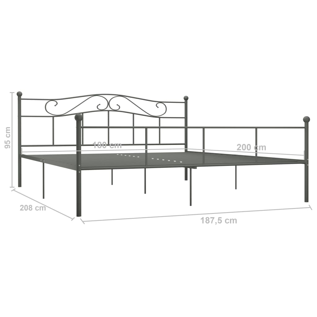 Okvir za krevet sivi metalni 180 x 200 cm