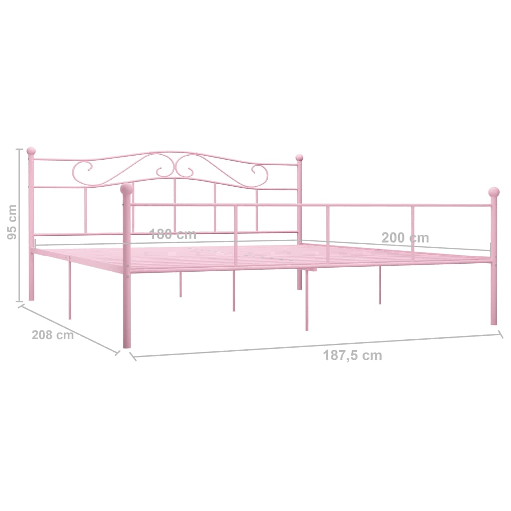 Okvir za krevet ružičasti metalni 180 x 200 cm