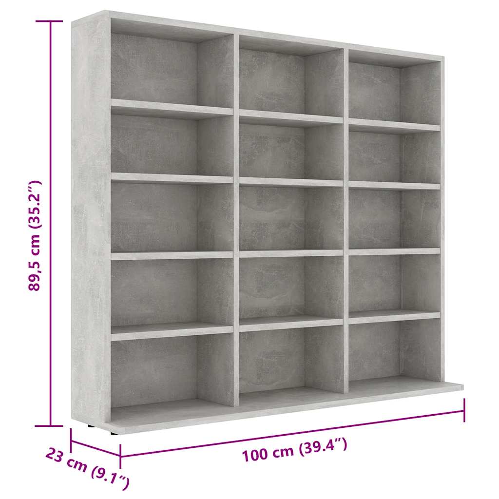 Ormarić za CD-ove boja betona 100x23x89,5 cm konstruirano drvo