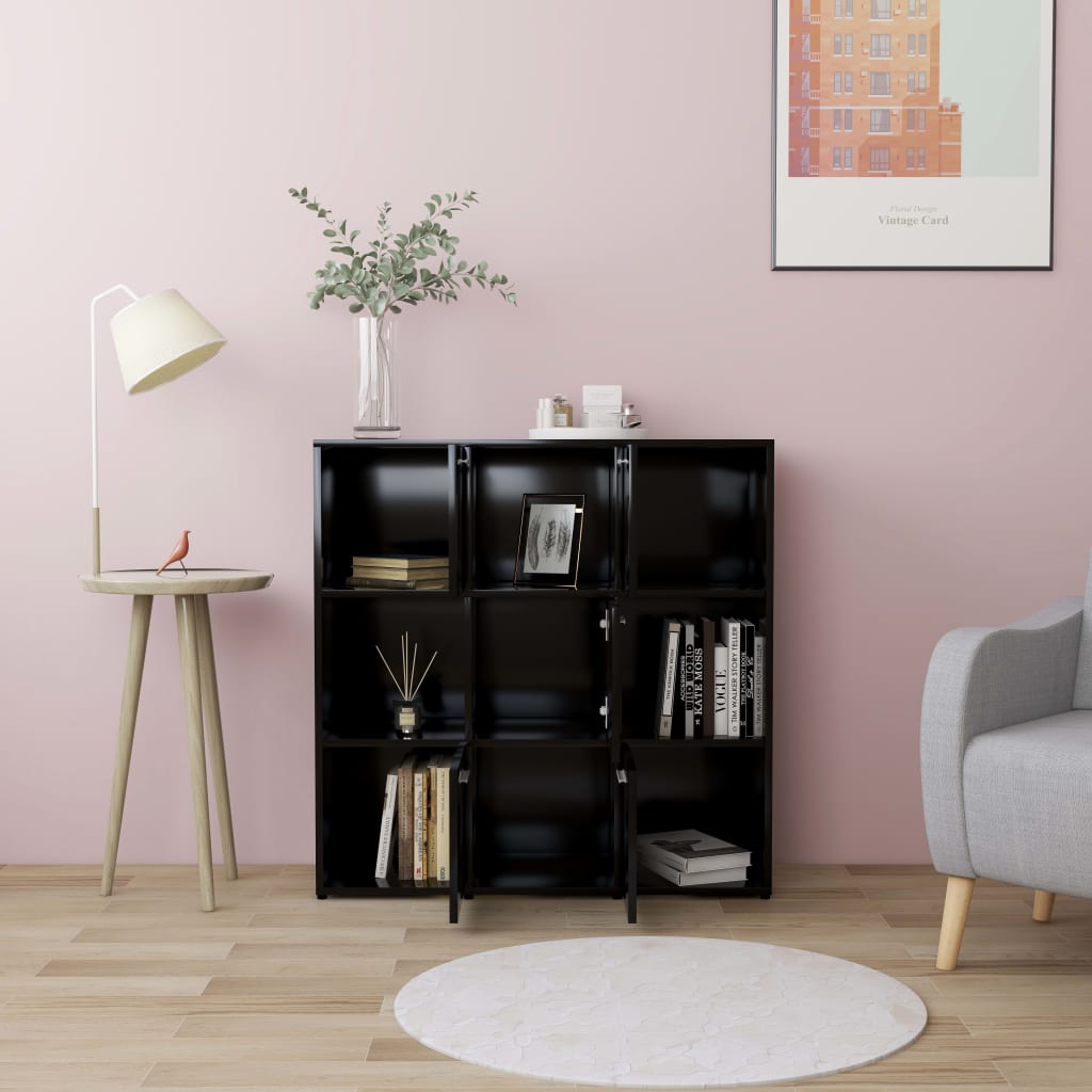 Ormarić za knjige crni 90 x 30 x 90 cm od konstruiranog drva