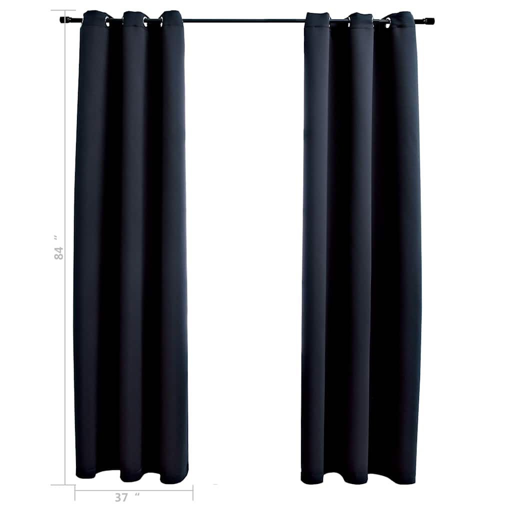 Zavjese za zamračivanje s prstenovima 2 kom. Crne 97x213 cm Tkanina