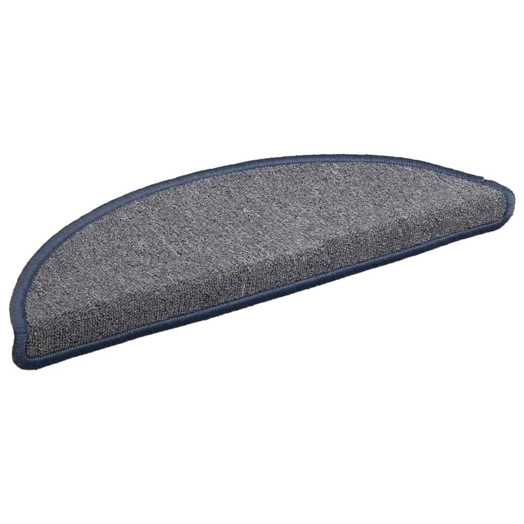 Prostirke za stepenice 15 kom 56x17x3 cm svijetlo sive i plave poluokrugle
