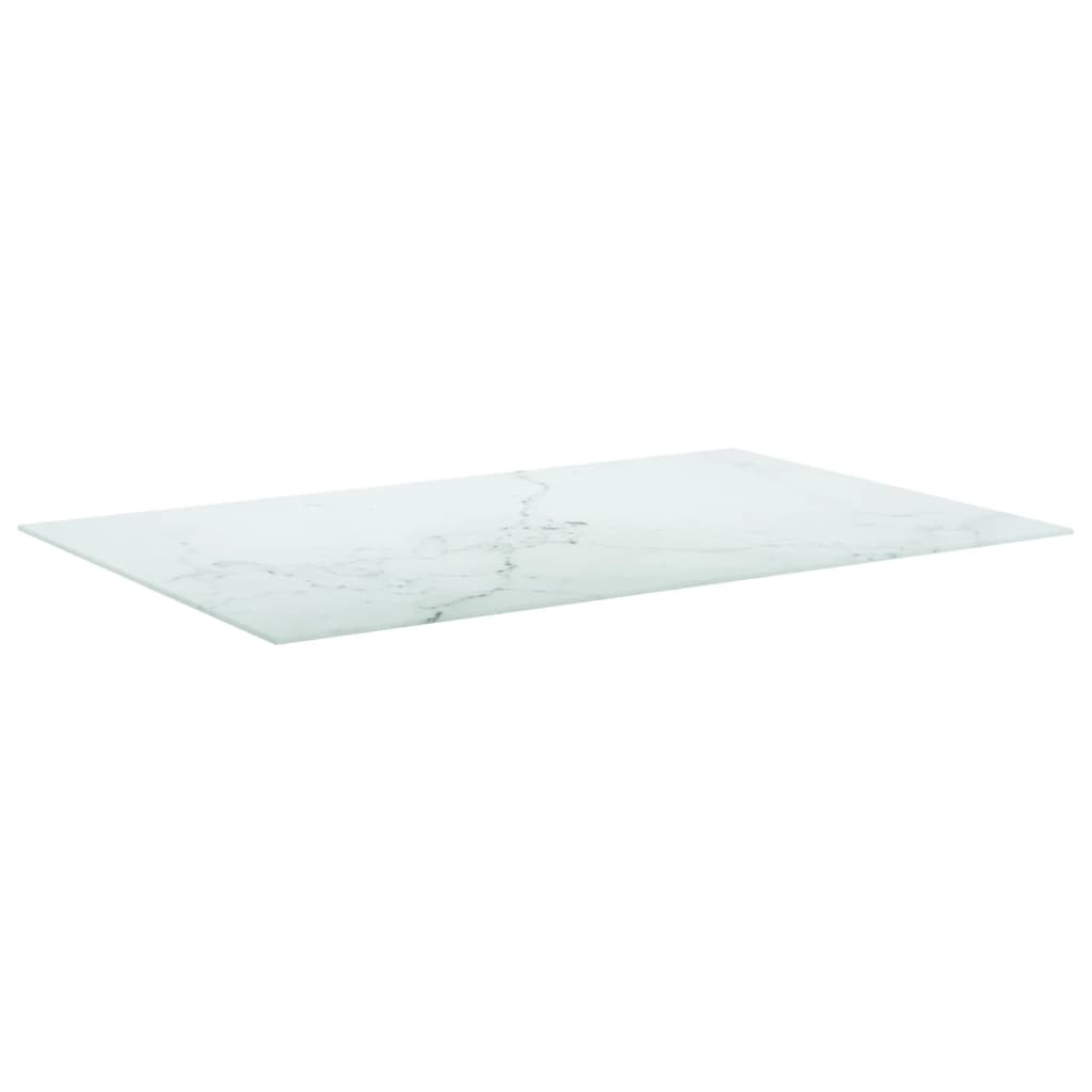 Stolna ploča bijela 100x62 cm 8 mm staklena s mramornim uzorkom