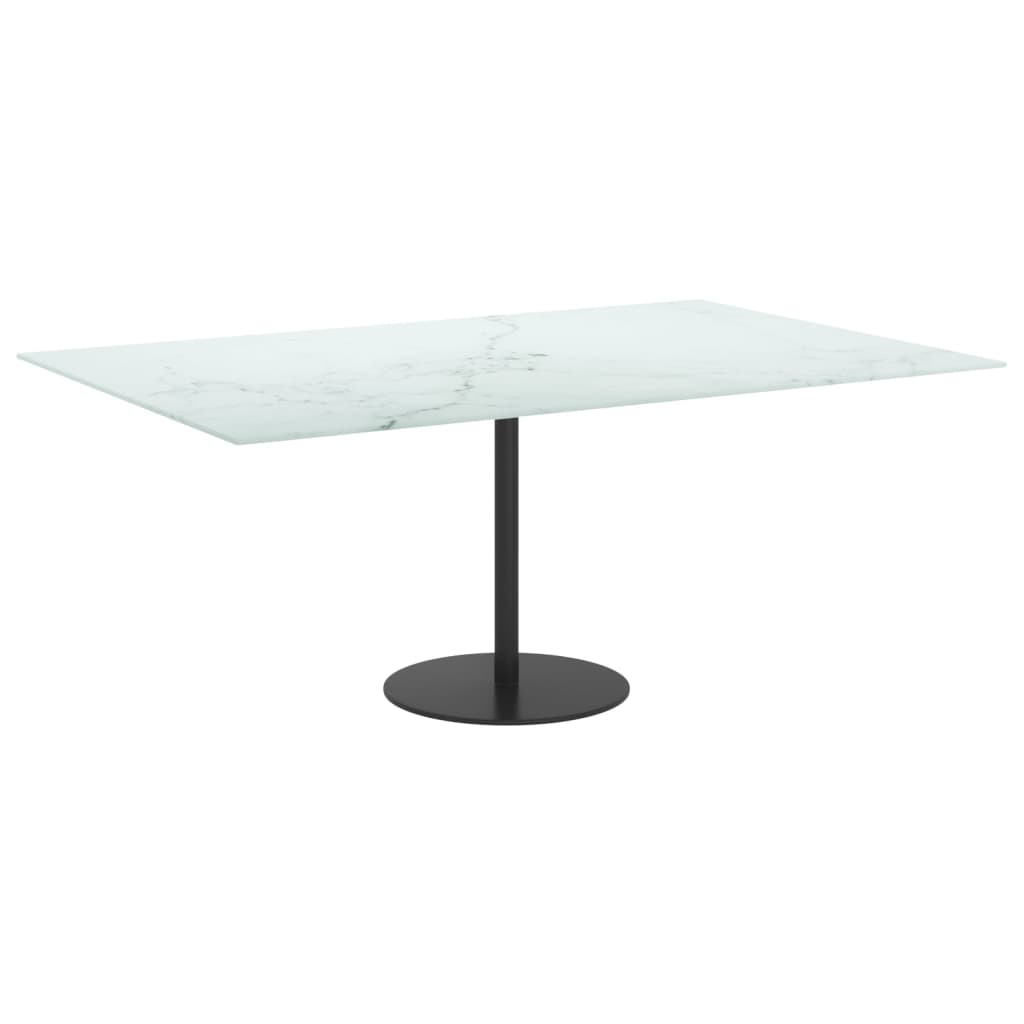 Stolna ploča bijela 100x62 cm 8 mm staklena s mramornim uzorkom
