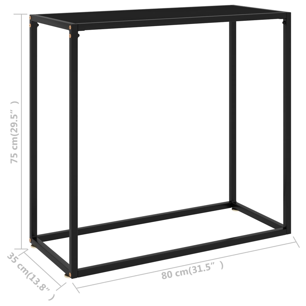 Konzolni stol crni 80 x 35 x 75 cm od kaljenog stakla