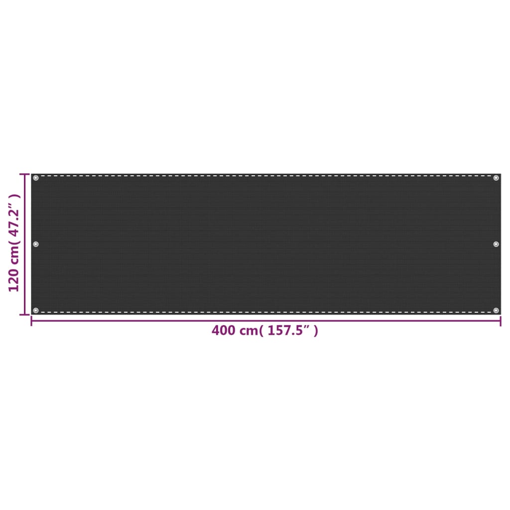 Balkonski zastor antracit 120 x 400 cm HDPE