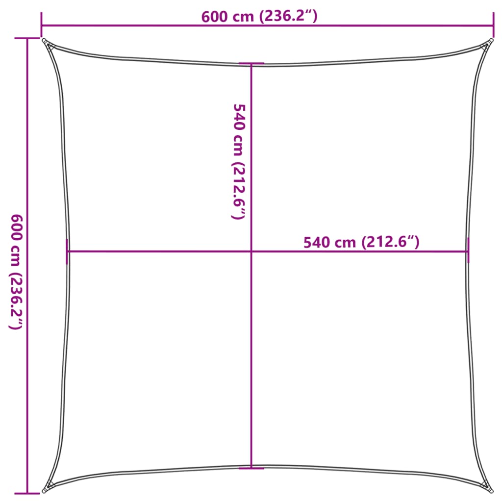 Jedro za zaštitu od sunca 160 g/m² crno 6 x 6 m HDPE