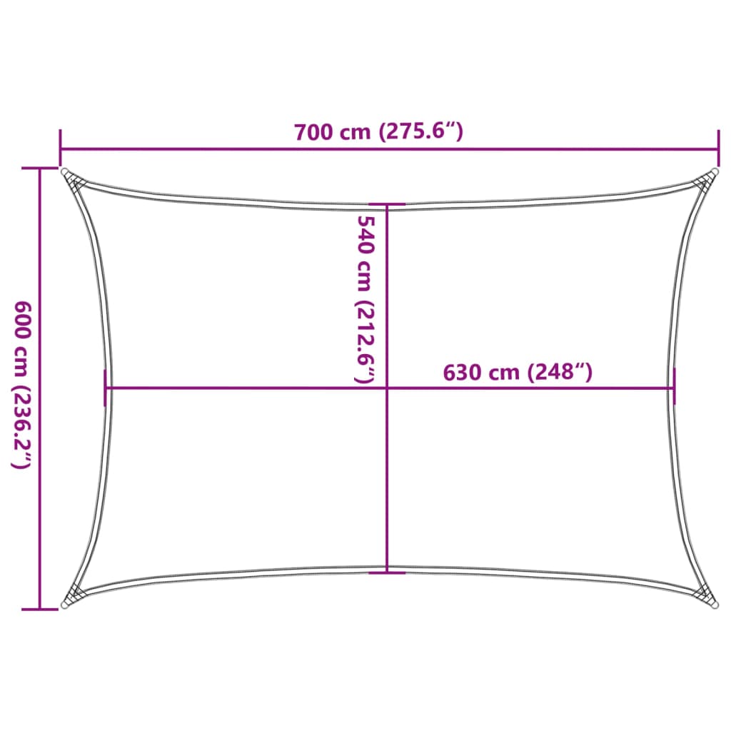 Jedro za zaštitu od sunca 160 g/m² crno 6 x 7 m HDPE