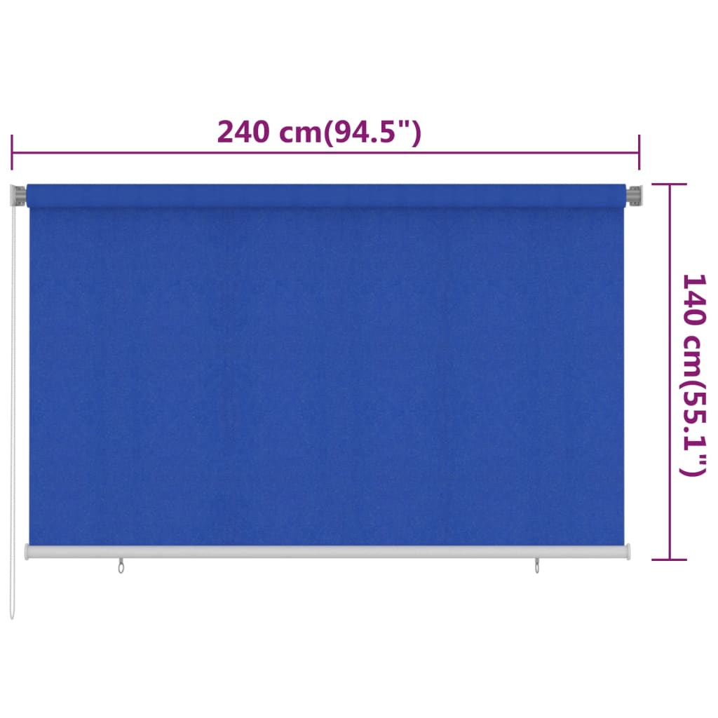 Vanjska roleta za zamračivanje 240 x 140 cm plava HDPE