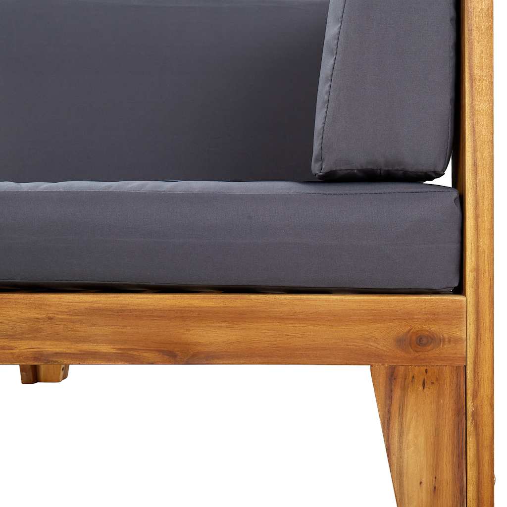 Modularna kutna sofa i tamnosivi jastuci masivno bagremovo drvo