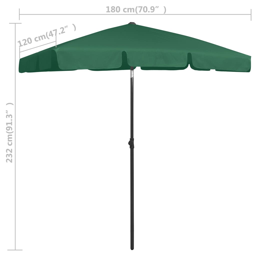 Suncobran za plažu zeleni 180 x 120 cm