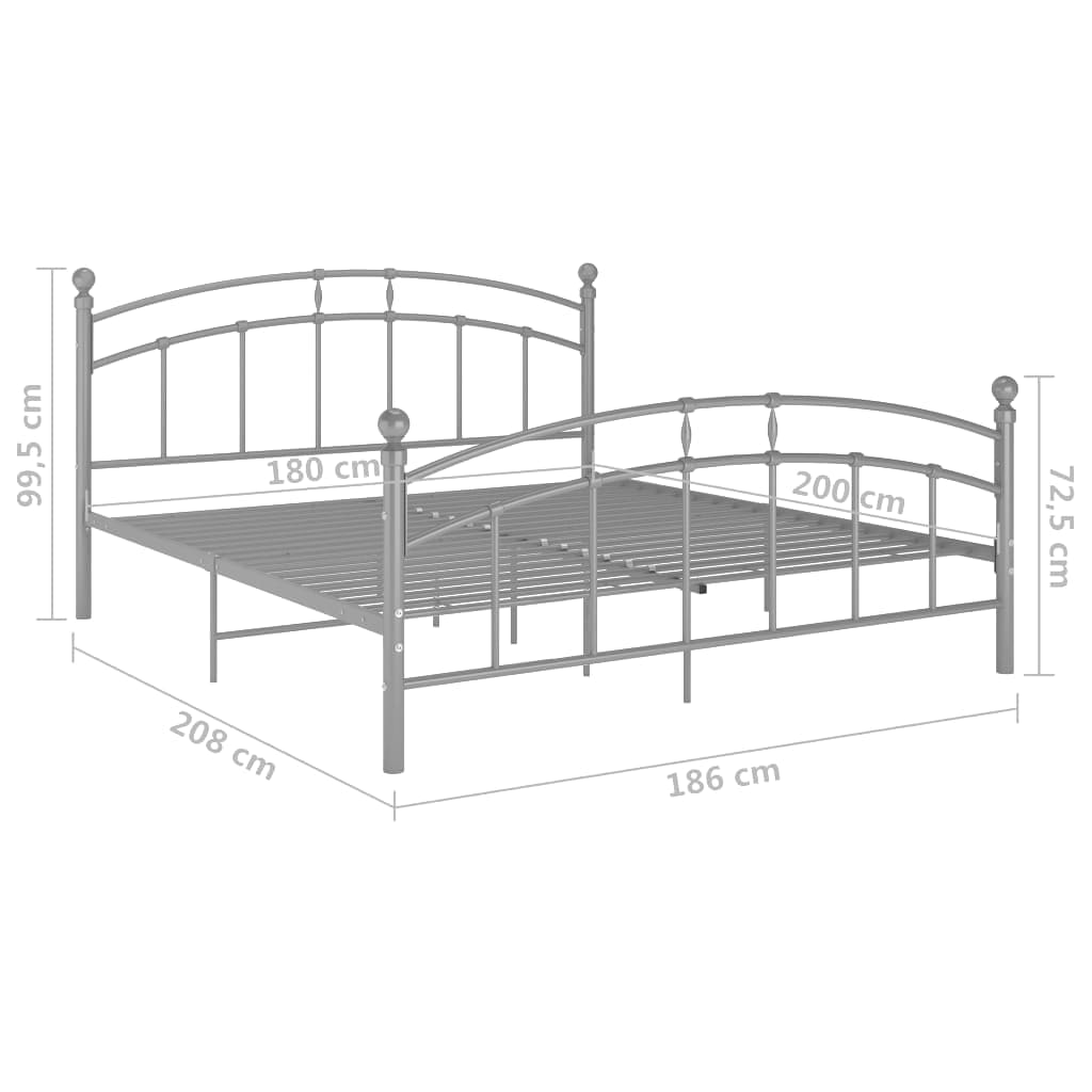 Okvir za krevet sivi metalni 180 x 200 cm