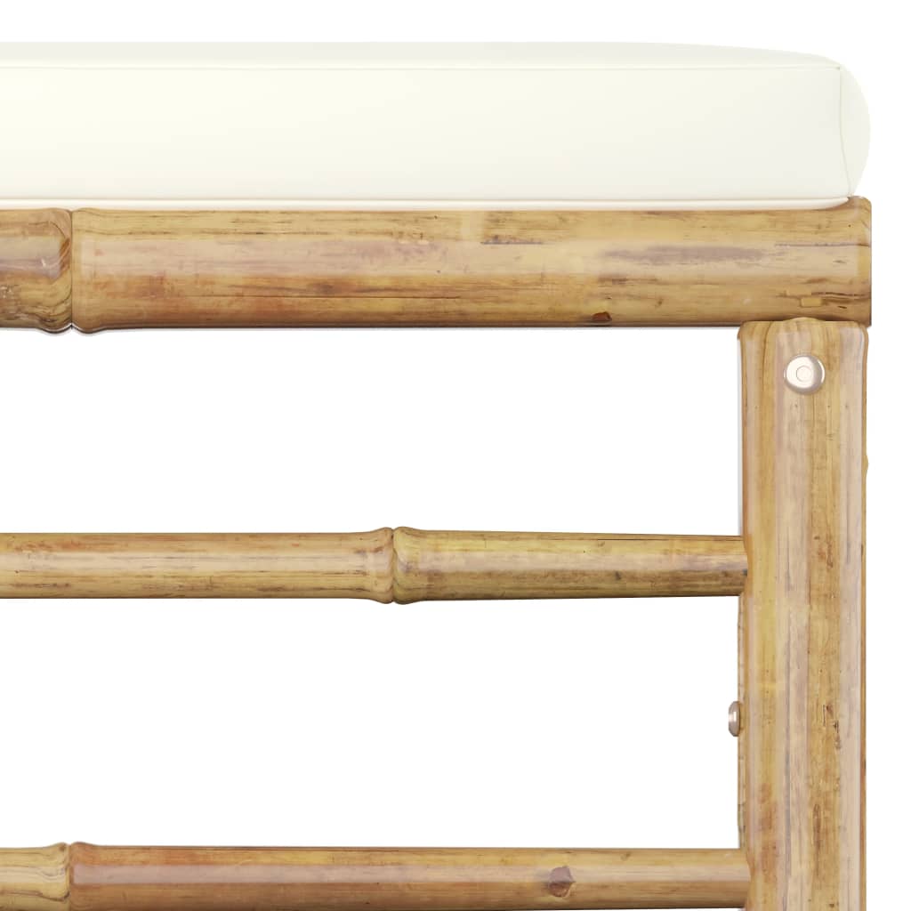 6-dijelna vrtna garnitura od bambusa s krem bijelim jastucima