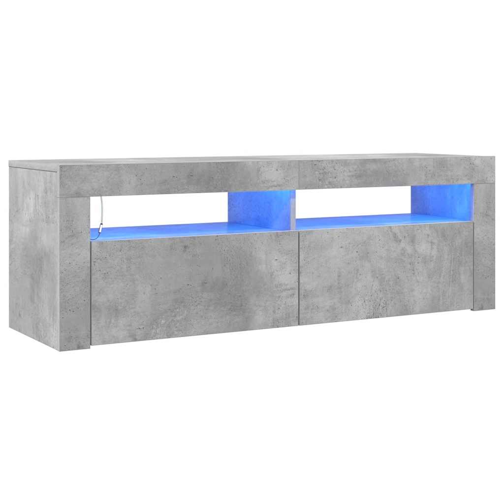 TV ormarić s LED svjetlima siva boja betona 120 x 35 x 40 cm