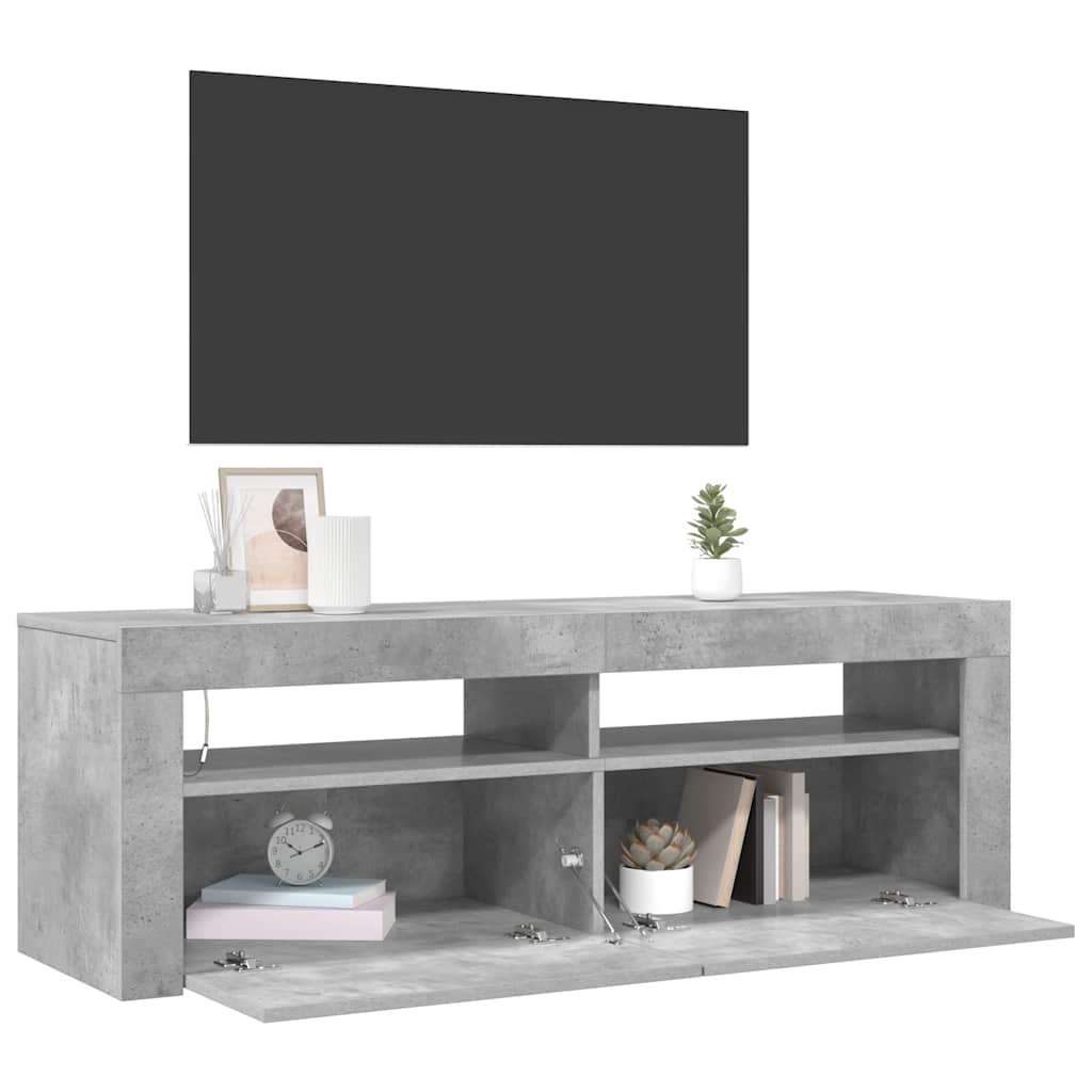 TV ormarić s LED svjetlima siva boja betona 120 x 35 x 40 cm