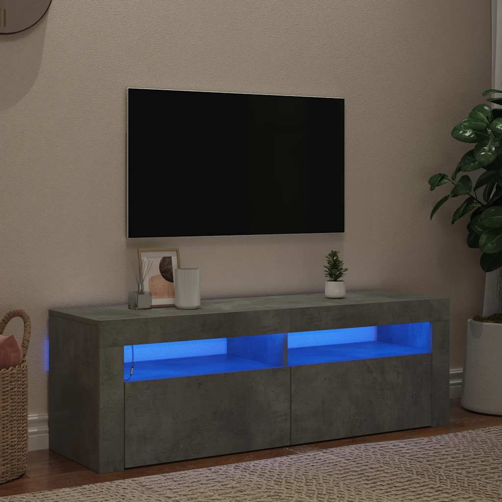 TV ormarić s LED svjetlima siva boja betona 120 x 35 x 40 cm