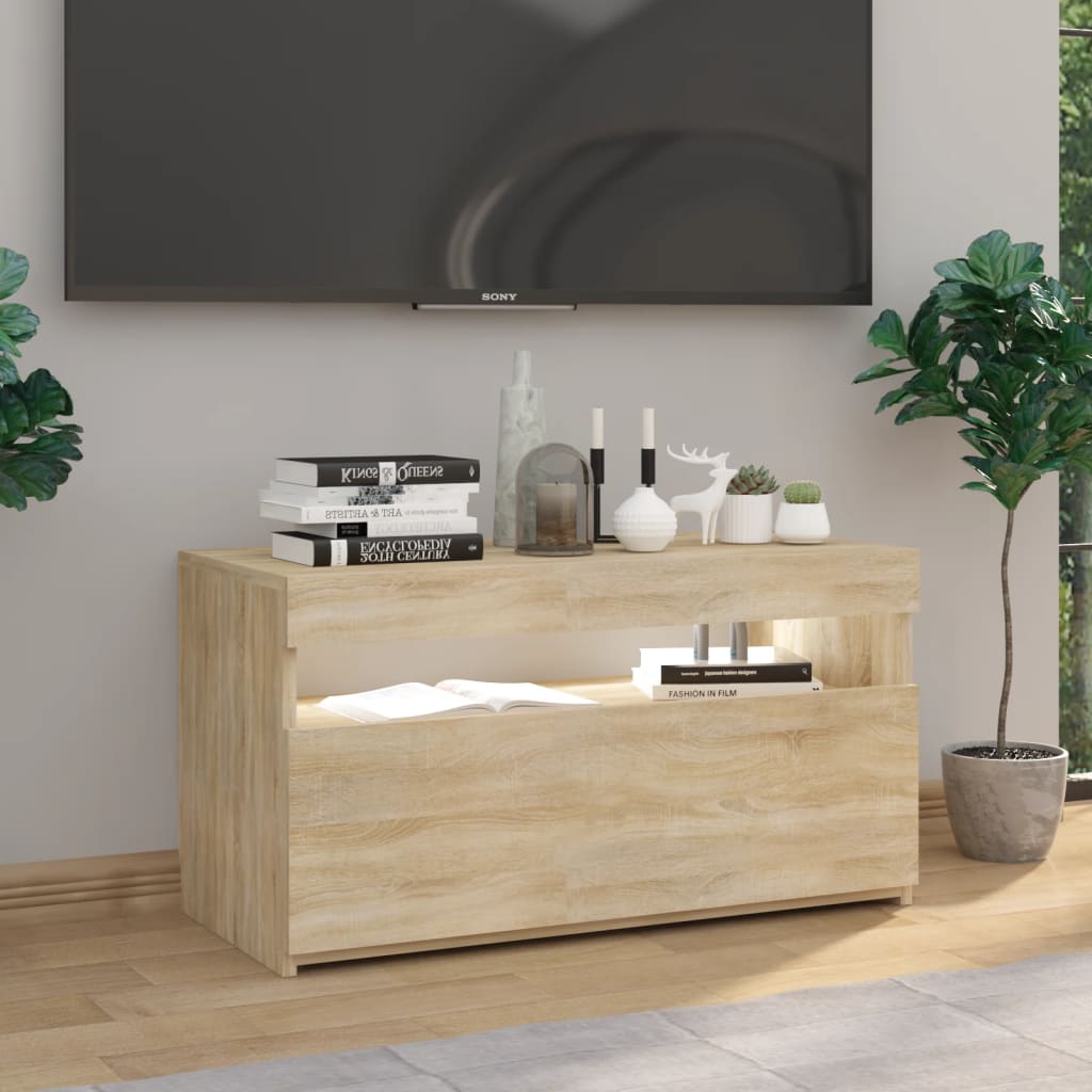 TV ormarić s LED svjetlima boja hrasta sonome 75 x 35 x 40 cm