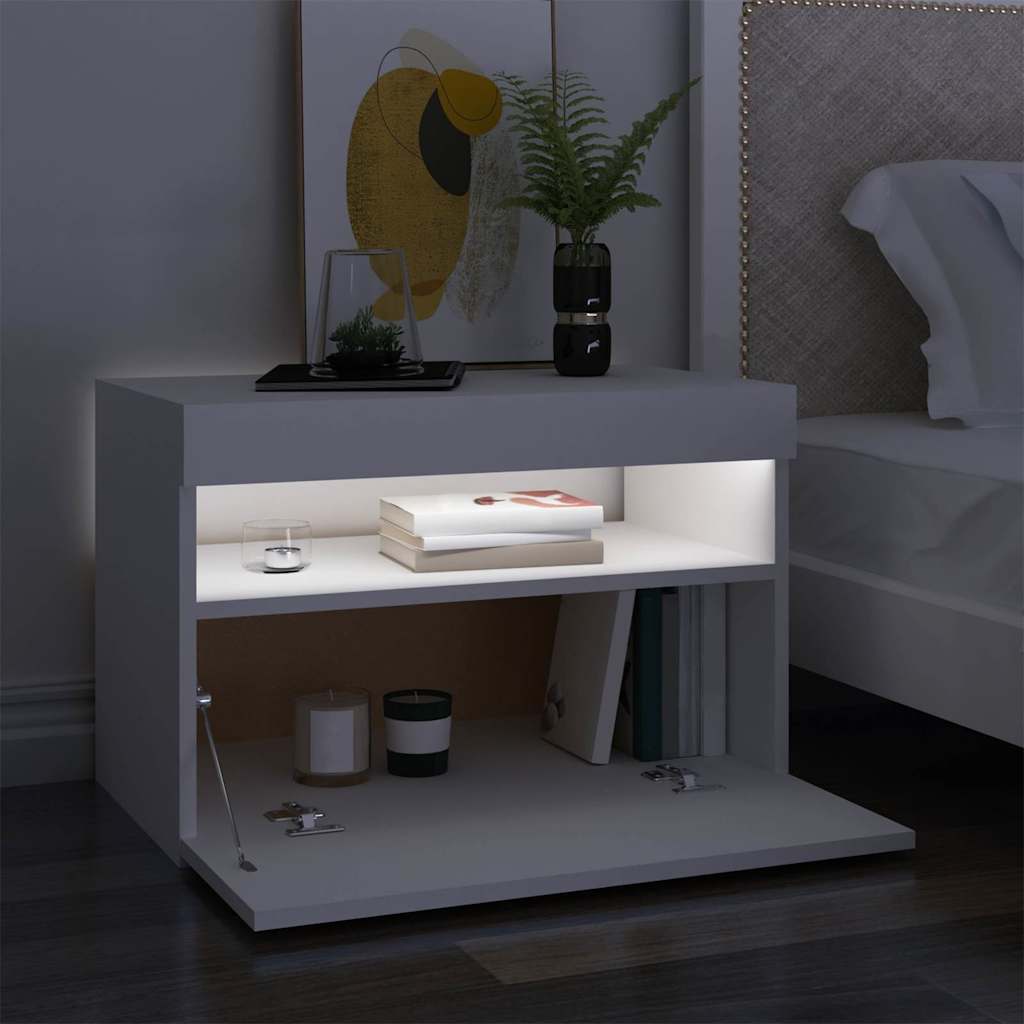 TV ormarić s LED svjetlima bijeli 60x35x40 cm