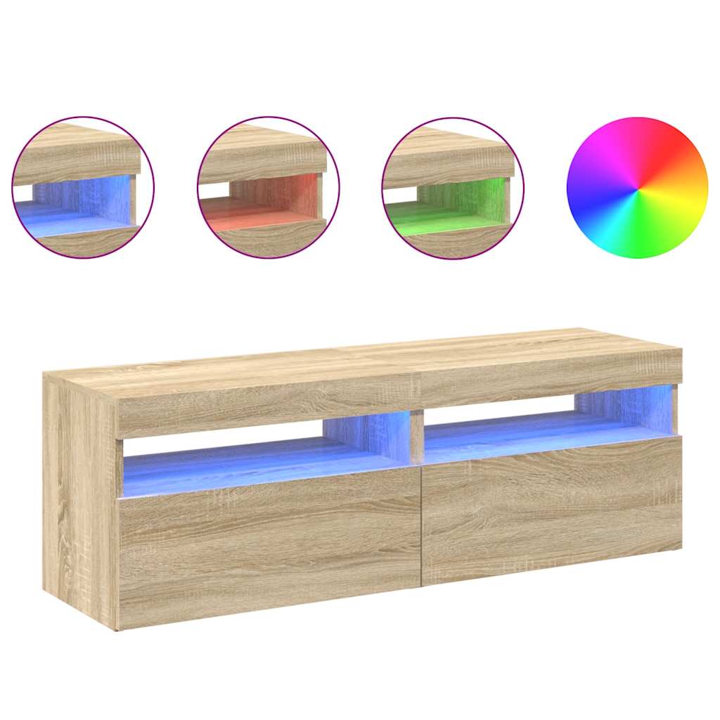TV ormarići s LED svjetlima 2 kom boja hrasta 60 x 35 x 40 cm
