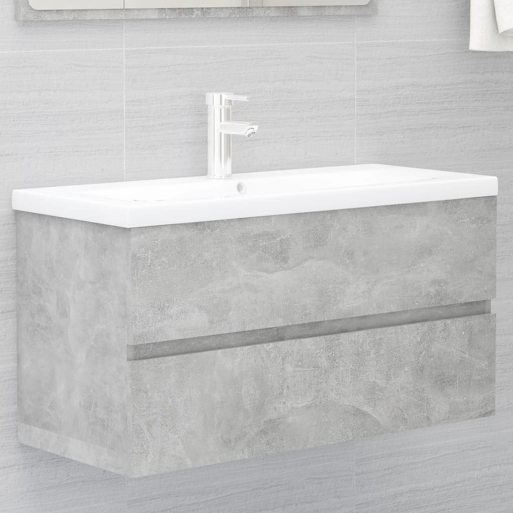 Ormarić za umivaonik boja betona 90x38,5x45cm konstruirano drvo