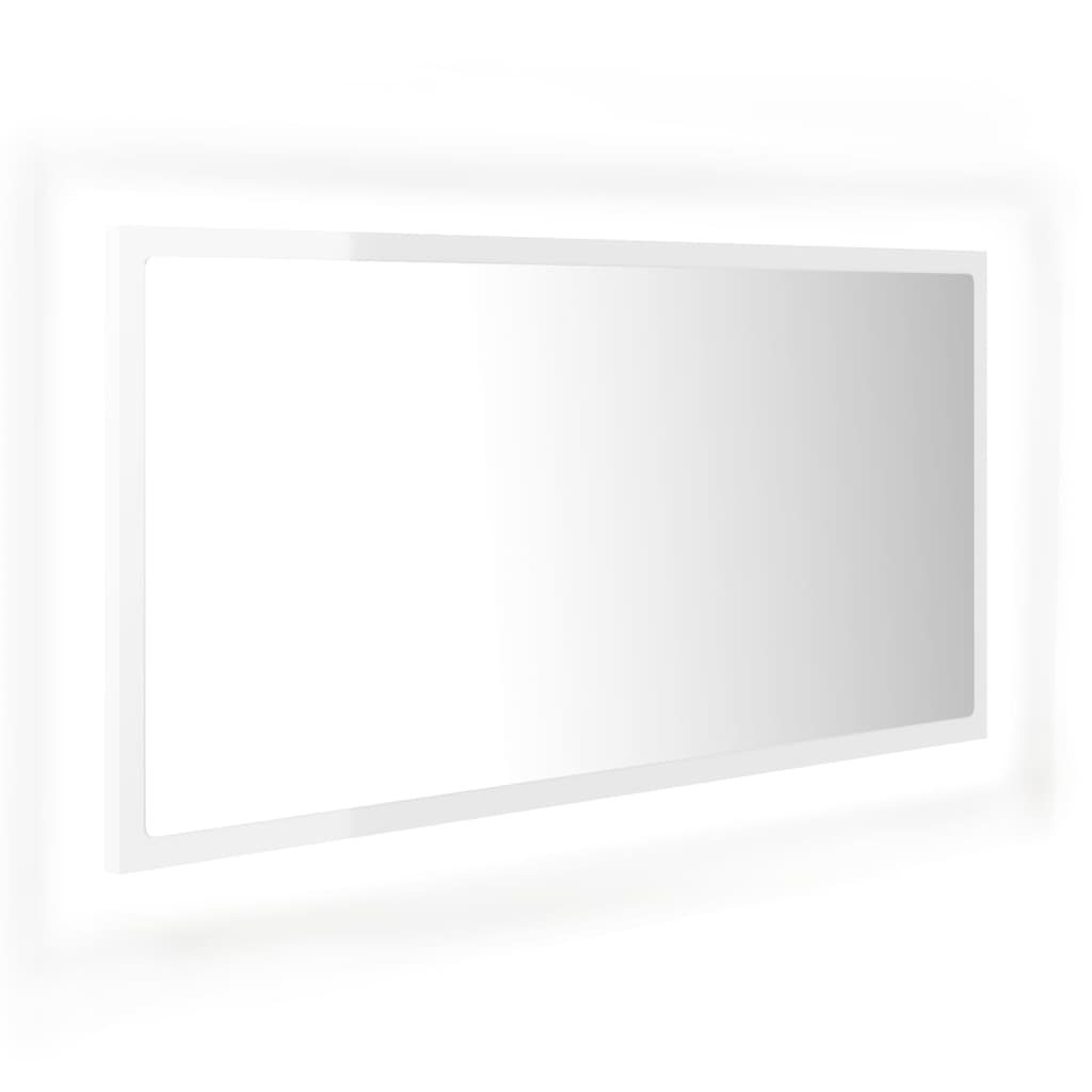 LED kupaonsko ogledalo visoki sjaj bijelo 90x8,5x37 cm akrilno