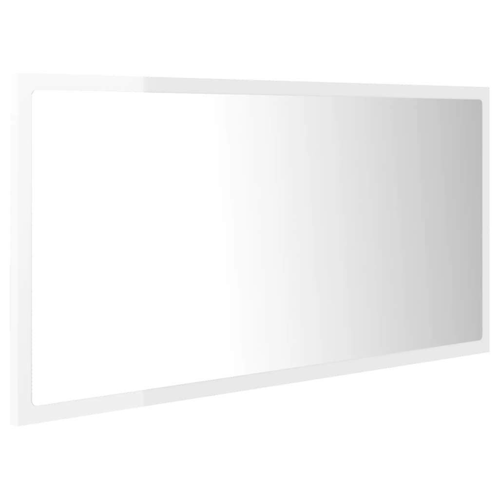 LED kupaonsko ogledalo visoki sjaj bijelo 90x8,5x37 cm akrilno