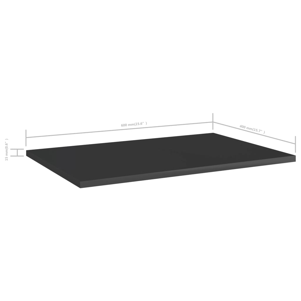 Police za knjige 8 kom visoki sjaj crne 60x40x1,5 cm iverica